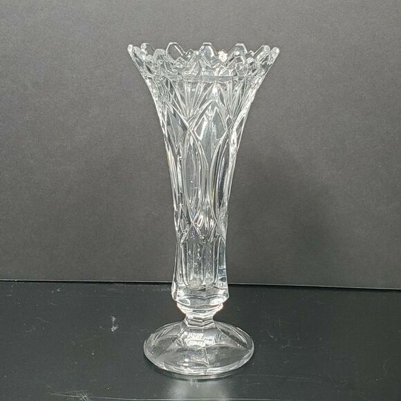 Crystal Vase Saw Tooth Edge 8" - Picture 1 of 7